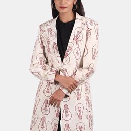 INDOPHILIA Longline Single-Breasted Printed Cotton Blazer-picture-21