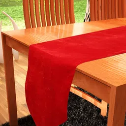 Home Heart Red Hexagon Shape Reversible Velvet Large Table Runner-14