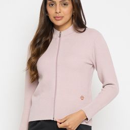 Duke Self Design Mock Collar Acrylic Front Open Sweater-5