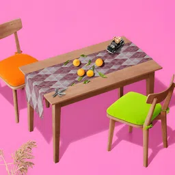 ArtzFolio White & Pink Abstract Printed Table Runner-58