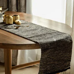 ellementry Statico Black Self-Design Pure Cotton Rectangular Table Runner-4