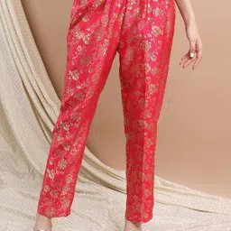 Vishudh Women Ethnic Motifs Printed Pleated Trousers-image-29