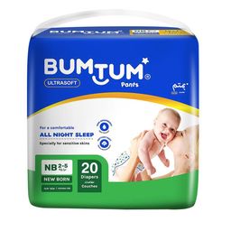 BUMTUM Ultrasoft Baby Diaper For A Comfortable All Night Sleep - New Born -20 Diapers-17