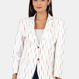 INDOPHILIA Single-Breasted Printed Cotton Blazer-image-87