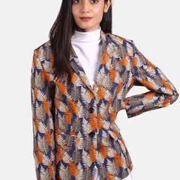 INDOPHILIA Printed Pure Cotton Single-Breasted Casual Blazer-image-100