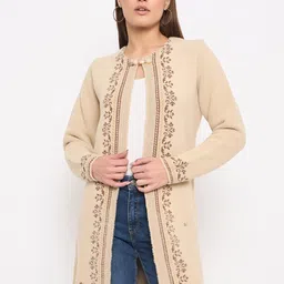 Duke Floral Self Design Acrylic Longline Cardigan Sweater-26