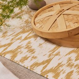 Eris Home White Ikat Printed Pure Cotton Table Runner-image-66