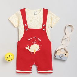 Toonyport Infants Conversational Printed Pure Cotton Dungaree With T-shirt-image-54