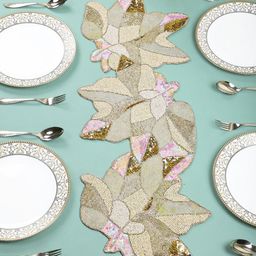 AIVIK Pink & White Beaded Table Runner-18