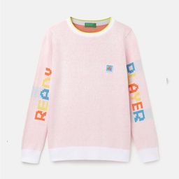 United Colors of Benetton Boys Pink & Orange Typography Printed Pullover-image-97