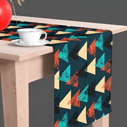 ArtzFolio Navy Blue & Beige Digital Printed Table Runner-32