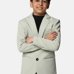 TAHVO Boys Self Design Cotton Slim-Fit Single Breasted Blazer-24