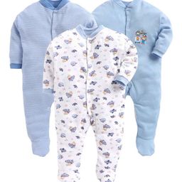 EIO Infants Pack of 3 Printed Pure Cotton Sleepsuits-image-63