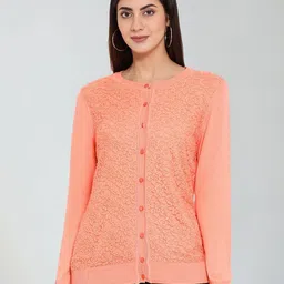 Moda Elementi Self Design Mock Collar Woollen Cardigan Sweater-picture-39