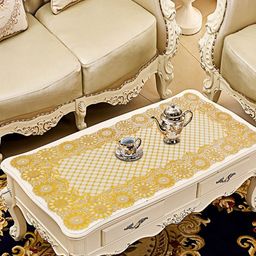 LooMantha Yellow Self Design Table Runners-4