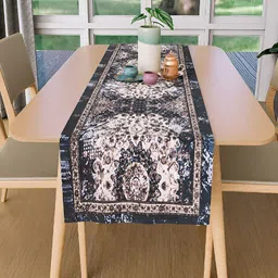 Kuber Industries Blue & White Printed Table Runner-image-55