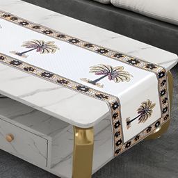 GROKI Yellow Floral Printed Durable Dining Table Runner-20