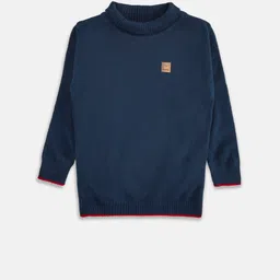 Pantaloons Baby Boys Navy Blue Solid  Turtle Neck Pullover-picture-22