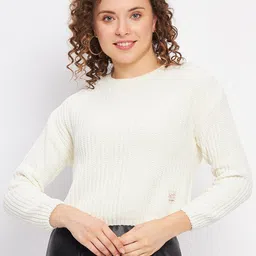 Duke Self Design Cable Knit Acrylic Crop Pullover Sweaters-image-63