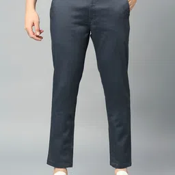HERE&NOW Men Smart Slim Fit Mid-Rise Plain Trousers-12