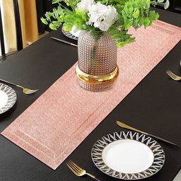 Dakshya Industries Copper Toned Textured Waterproof Table Runner-28
