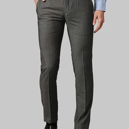 Raymond Men Grey Textured Slim Fit Trousers-image-19
