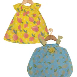 Creative Kids Infant Girls Pack of 2 Printed Round Neck A-Line Dresses-image-58