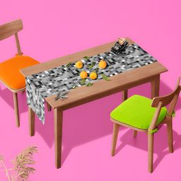 ArtzFolio Grey Geometric Printed Table Runner-21