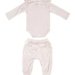 Baby Moo Kids Cream Solid Two Piece Rompers-60