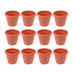 TRUSTBASKET Brown 12-Pieces Textured UV Treated Round Planters-16