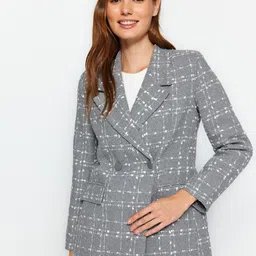 Trendyol Self Design Double-Breasted Blazer-48