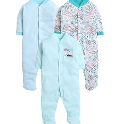 EIO Infant Kids Pack of 3 Printed Cotton Sleepsuits-image-78