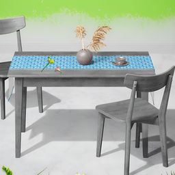 ArtzFolio White & Blue Floral Printed Dining Table Runner-19