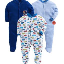 EIO Infants Pack of 3 Printed Pure Cotton Sleepsuits-image-97