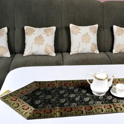 Lal Haveli Black & Grey Floral Table Runner-11