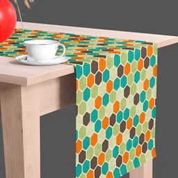 ArtzFolio Green & Orange Geometric Printed Table Runners-23
