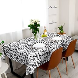 Lushomes Black & Grey Printed Cotton 4 Seater Table Cover-32