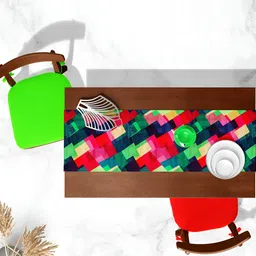 ArtzFolio Red & Green Abstract Printed Table Runner-7