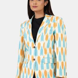 INDOPHILIA Single-Breasted Printed Cotton Blazer-image-64
