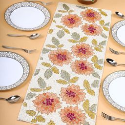 AIVIK Peach-Colored & White Beaded Table Runner-36