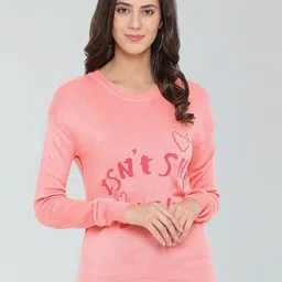 Moda Elementi Typography Printed Round Neck Long Sleeves Woollen Pullover Sweater-picture-35