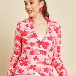 BAESD Printed Regular-Fit Single Breasted Blazer-image-7