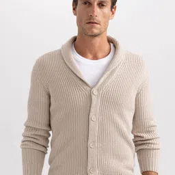 DeFacto Shawl Collar Ribbed Cardigan Sweaters-image-2