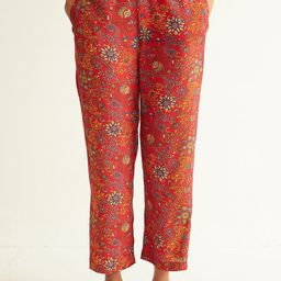 Ancestry Women Floral Printed Straight Fit Parallel Trousers-picture-19