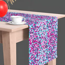 ArtzFolio Pink & Turquoise Blue Geometric Printed Table Runner-3