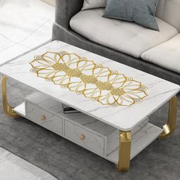 LooMantha Yellow & White Printed Table Runner-36