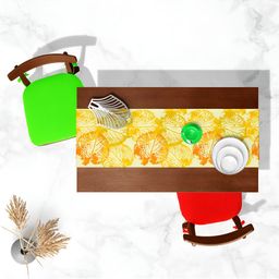ArtzFolio Cream Colored & Yellow Digital Printed Table Runner-9