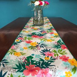 TARA- Sparkling Homes White & Green Printed Pure Cotton Reversible Table Runner-12