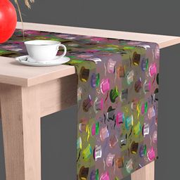 ArtzFolio Grey & Pink Printed Table Runner-35
