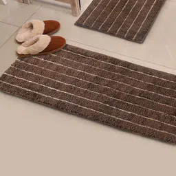 Saral Home CHAMPS 2-Pcs Striped Brown Rectangular Anti-Skid Runner & Bathmat-14